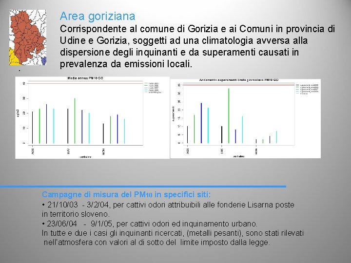 Area goriziana . Corrispondente al comune di Gorizia e ai Comuni in provincia di