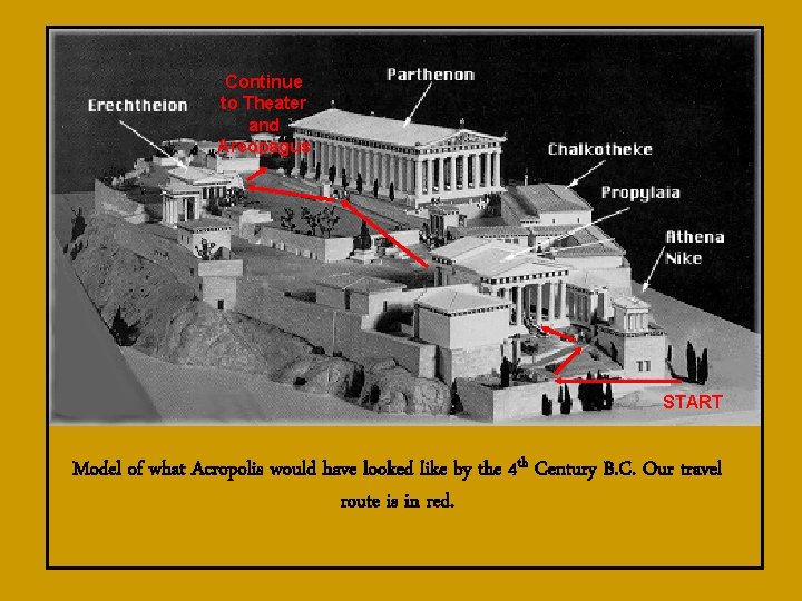 Continue to Theater and Areopagus START Model of what Acropolis would have looked like