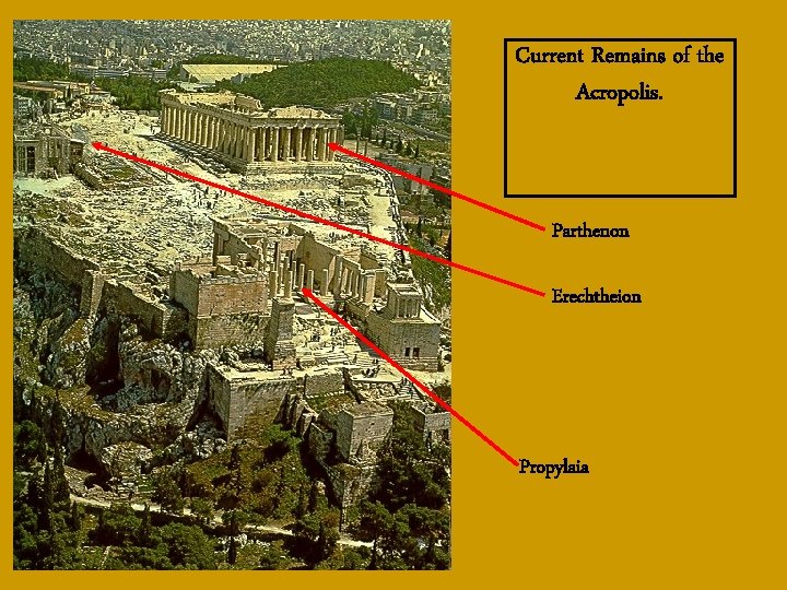 Current Remains of the Acropolis. Parthenon Erechtheion Propylaia 