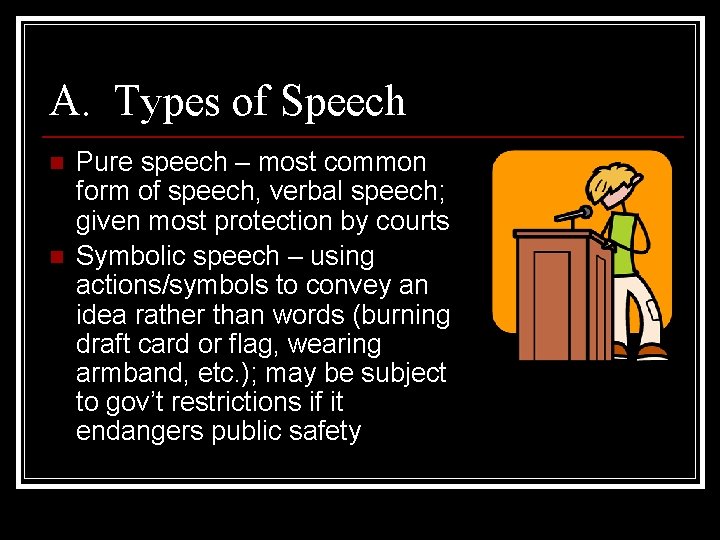 A. Types of Speech n n Pure speech – most common form of speech,