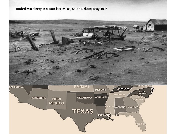 Buried machinery in a barn lot; Dallas, South Dakota, May 1936 Buried machinery in a barn lot; Dallas, South Dakota, May 1936