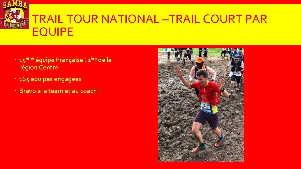 TRAIL TOUR NATIONAL –TRAIL COURT PAR EQUIPE 15ème équipe Française ! 1ère de la