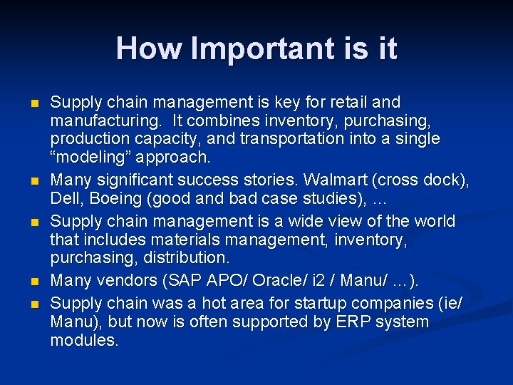 How Important is it n n n Supply chain management is key for retail