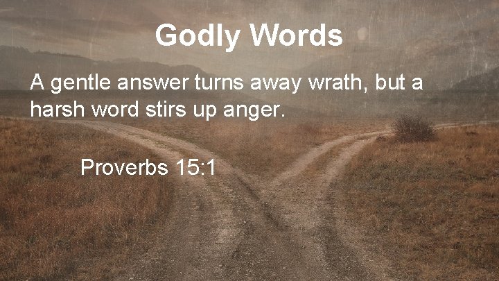 Godly Words A gentle answer turns away wrath, but a harsh word stirs up
