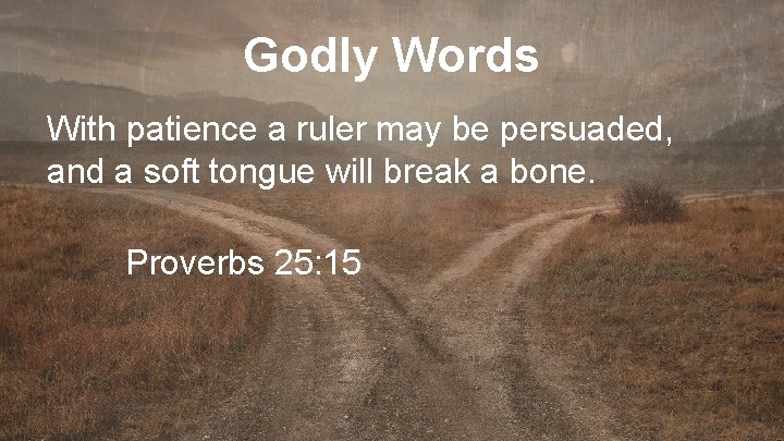 Godly Words With patience a ruler may be persuaded, and a soft tongue will