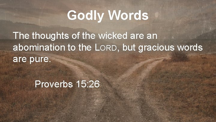 Godly Words The thoughts of the wicked are an abomination to the LORD, but