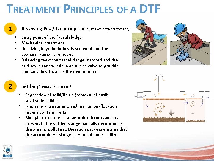 TREATMENT PRINCIPLES OF A DTF 1 Receiving Bay / Balancing Tank (Preliminary treatment) Entry