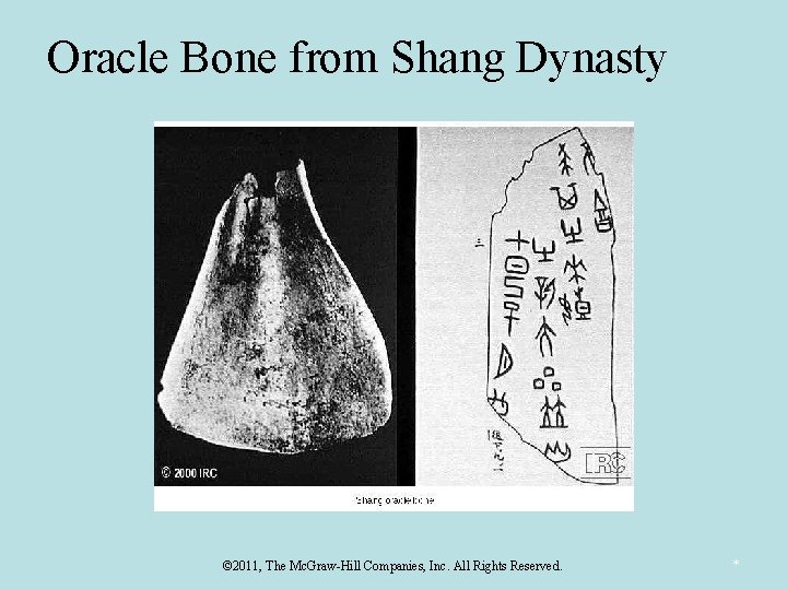 Oracle Bone from Shang Dynasty © 2011, The Mc. Graw-Hill Companies, Inc. All Rights