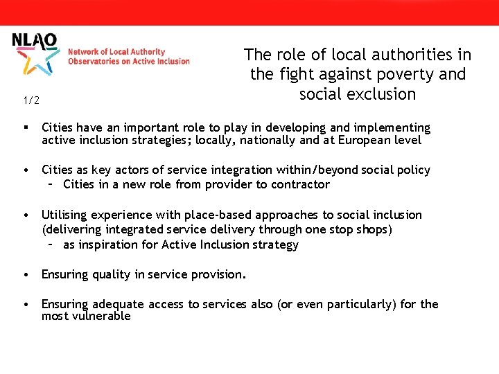 1/2 § The role of local authorities in the fight against poverty and social