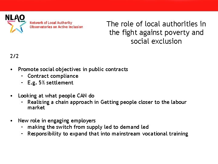 The role of local authorities in the fight against poverty and social exclusion 2/2