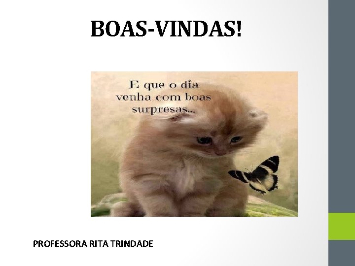 BOAS-VINDAS! PROFESSORA RITA TRINDADE 