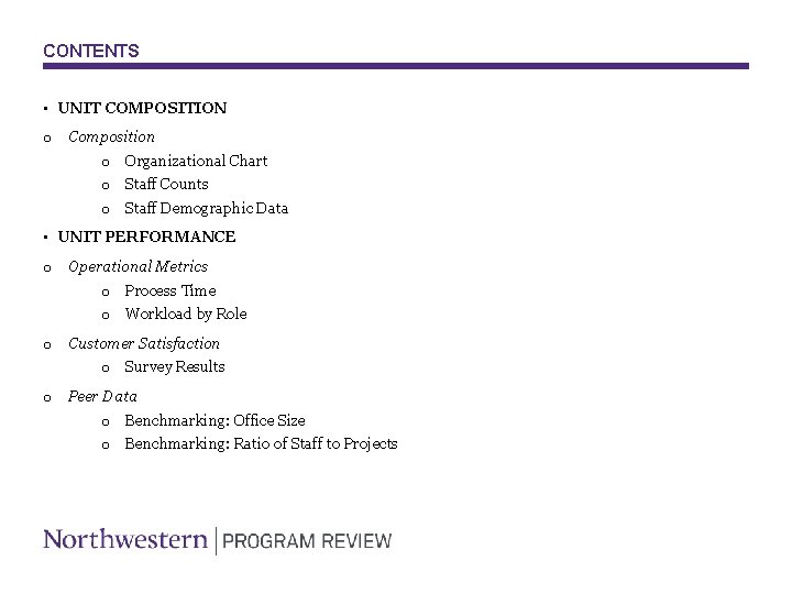 CONTENTS • UNIT COMPOSITION o Composition o Organizational Chart o Staff Counts o Staff