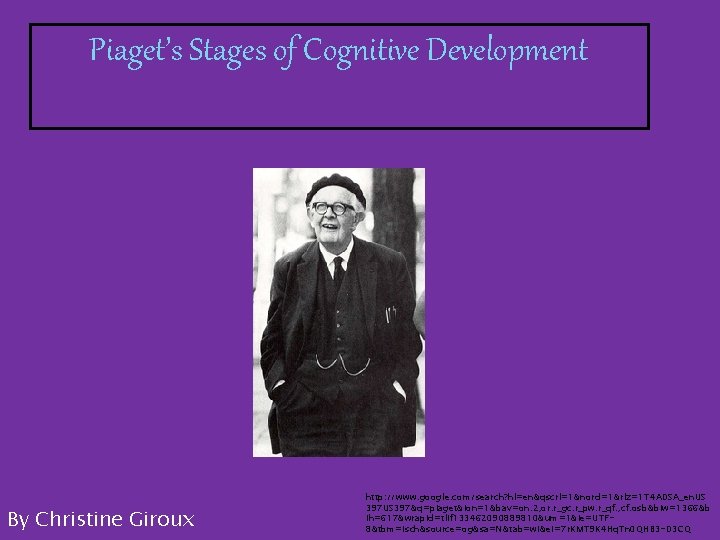 Piaget’s Stages of Cognitive Development By Christine Giroux http: //www. google. com/search? hl=en&qscrl=1&nord=1&rlz=1 T