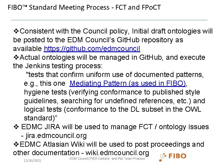 FIBO™ Standard Meeting Process - FCT and FPo. CT – Tools Process Reminder v.