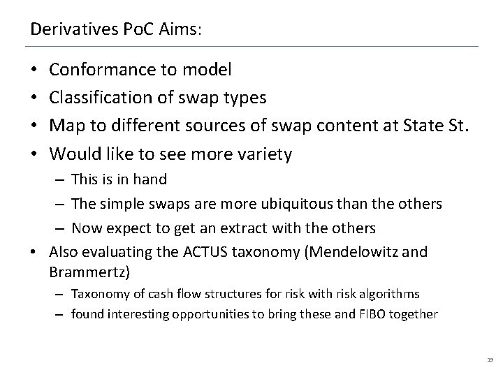 Derivatives Po. C Aims: • • Conformance to model Classification of swap types Map