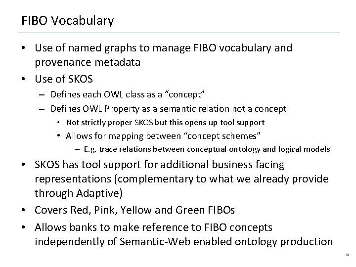 FIBO Vocabulary • Use of named graphs to manage FIBO vocabulary and provenance metadata