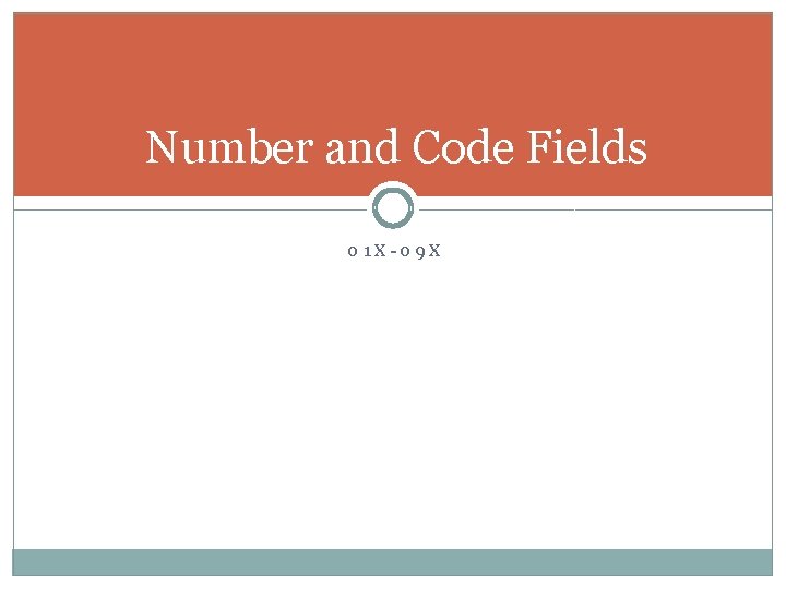 Number and Code Fields 01 X-09 X 