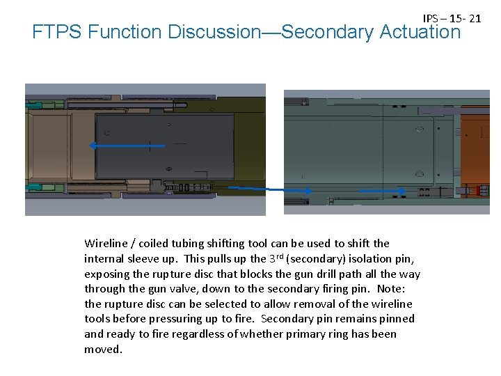 IPS – 15 - 21 FTPS Function Discussion—Secondary Actuation Wireline / coiled tubing shifting