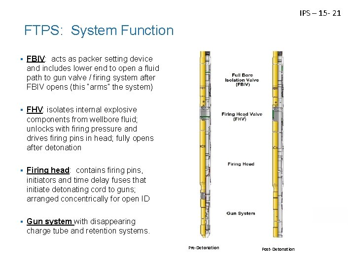 IPS – 15 - 21 FTPS: System Function ▪ FBIV: acts as packer setting