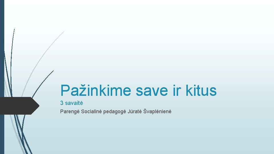 Pažinkime save ir kitus 3 savaitė Parengė Socialinė pedagogė Jūratė Švaplėnienė 