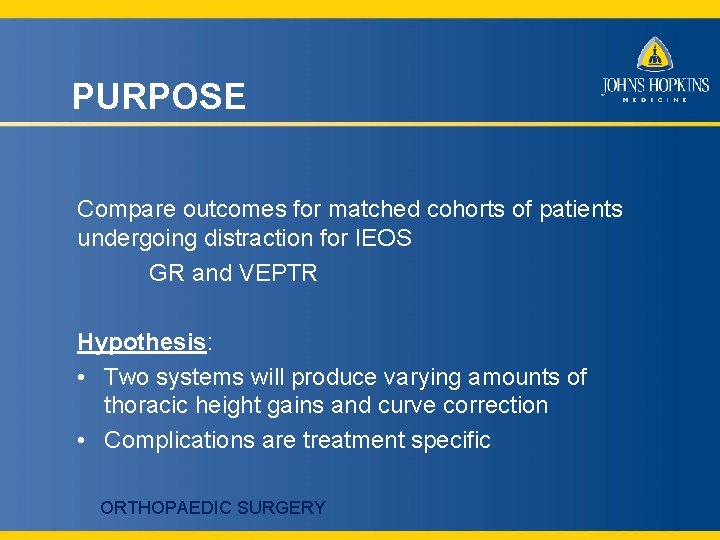 PURPOSE Compare outcomes for matched cohorts of patients undergoing distraction for IEOS GR and