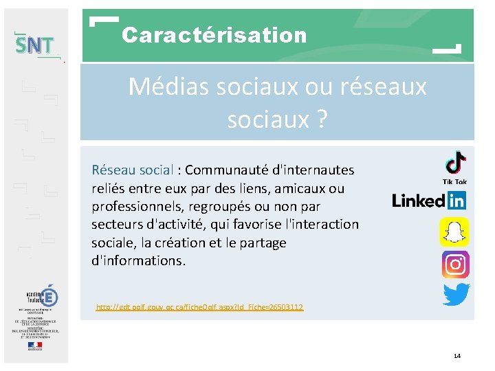 SNT Caractérisation Médias sociaux ou réseaux sociaux ? Réseau social : Communauté d'internautes reliés