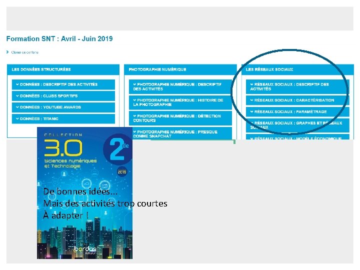 De bonnes idées. . . Mais des activités trop courtes À adapter ! De bonnes idées. . . Mais des activités trop courtes À adapter !
