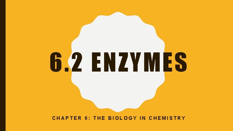 6. 2 ENZYMES CHAPTER 6: THE BIOLOGY IN CHEMISTRY 