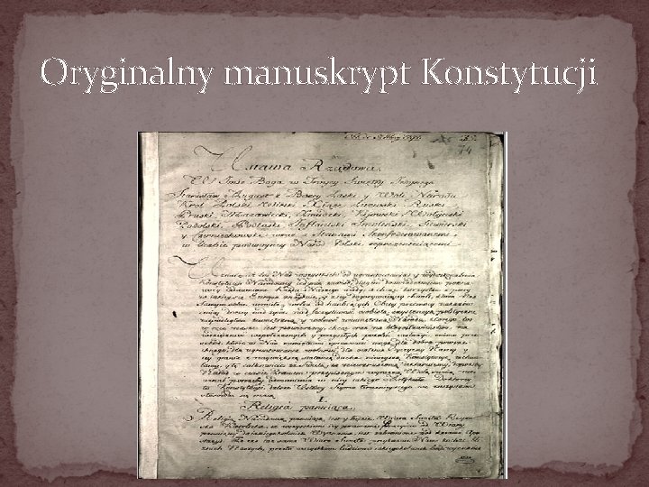 Oryginalny manuskrypt Konstytucji 