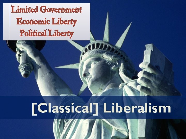 Limited Government Economic Liberty Political Liberty [Classical] Liberalism 