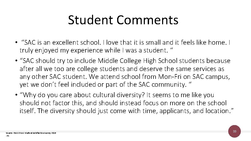 Student Comments • “SAC is an excellent school. I love that it is small