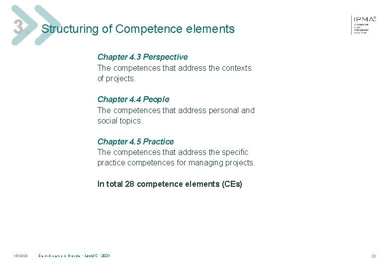 3. Structuring of Competence elements Chapter 4. 3 Perspective The competences that address the