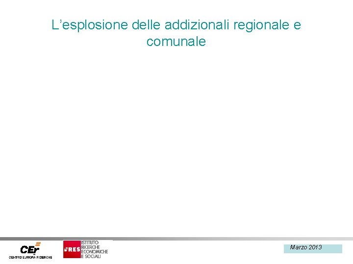 L’esplosione delle addizionali regionale e comunale Marzo 2013 Febbraio 2013 