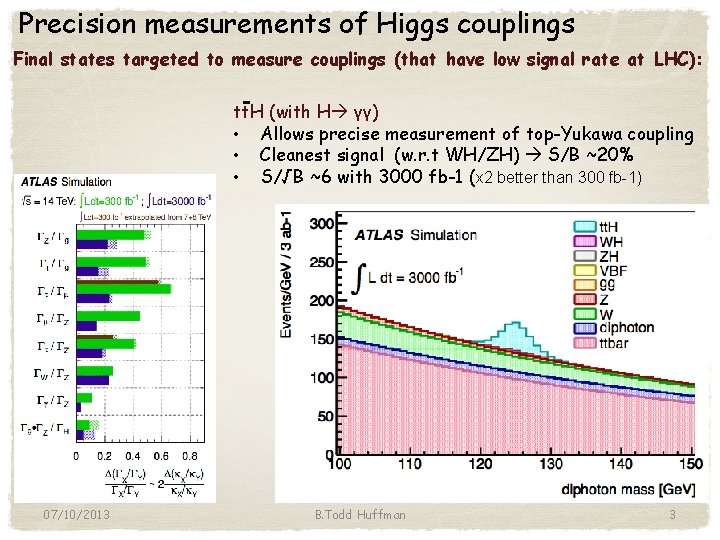 Precision measurements of Higgs couplings Final states targeted to measure couplings (that have low