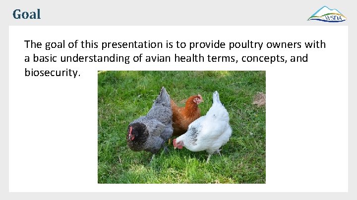 Goal The goal of this presentation is to provide poultry owners with a basic