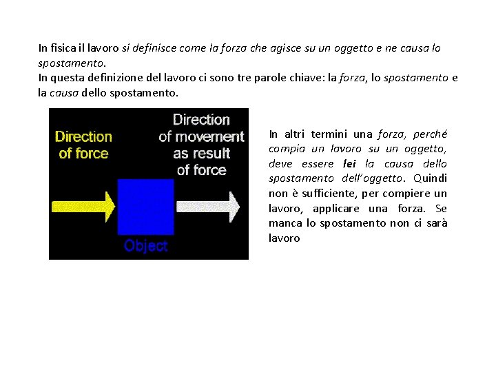 In fisica il lavoro si definisce come la forza che agisce su un oggetto