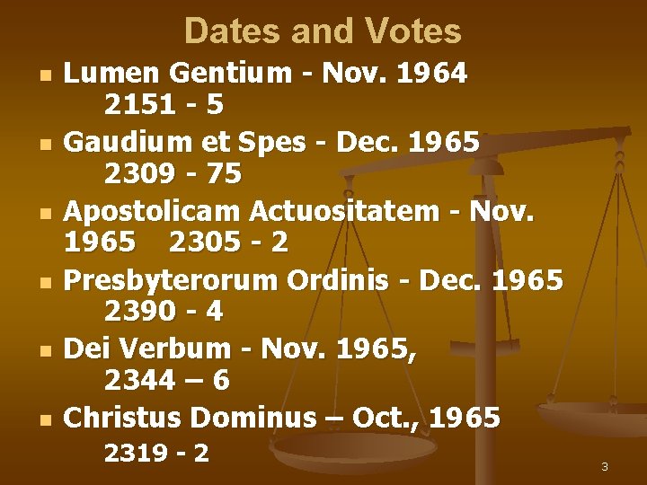 Dates and Votes n n n Lumen Gentium - Nov. 1964 2151 - 5 Dates and Votes n n n Lumen Gentium - Nov. 1964 2151 - 5