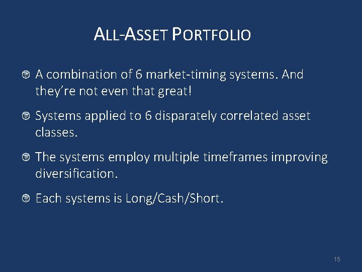 ALL-ASSET PORTFOLIO A combination of 6 market-timing systems. And they’re not even that great!