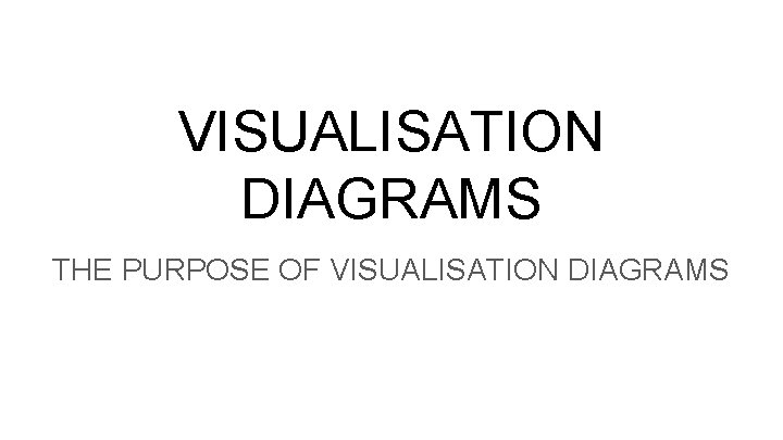 VISUALISATION DIAGRAMS THE PURPOSE OF VISUALISATION DIAGRAMS 