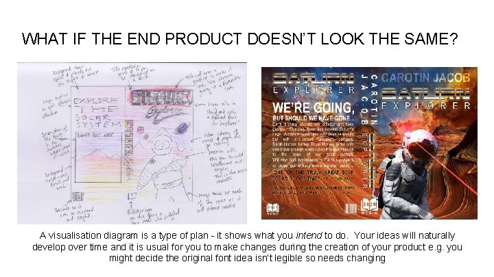 WHAT IF THE END PRODUCT DOESN’T LOOK THE SAME? A visualisation diagram is a