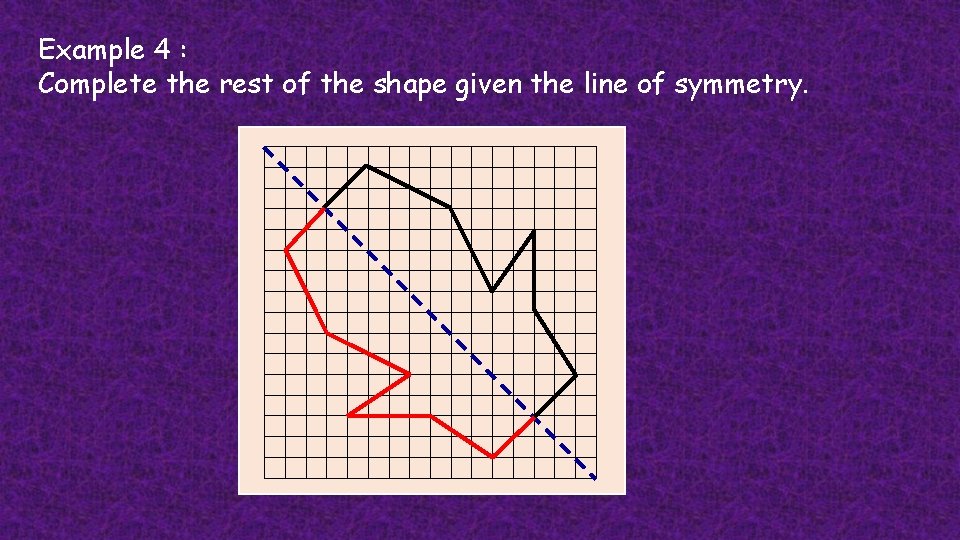 Example 4 : Complete the rest of the shape given the line of symmetry.