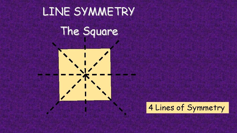 LINE SYMMETRY The Square 4 Lines of Symmetry 