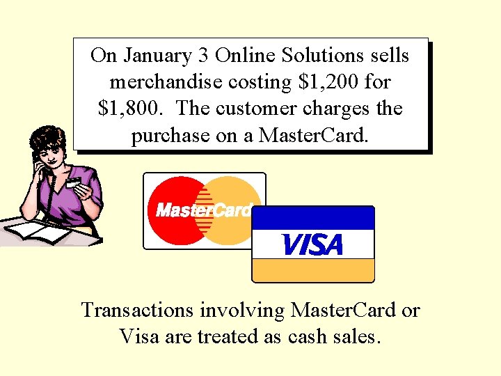 On January 3 Online Solutions sells merchandise costing $1, 200 for $1, 800. The