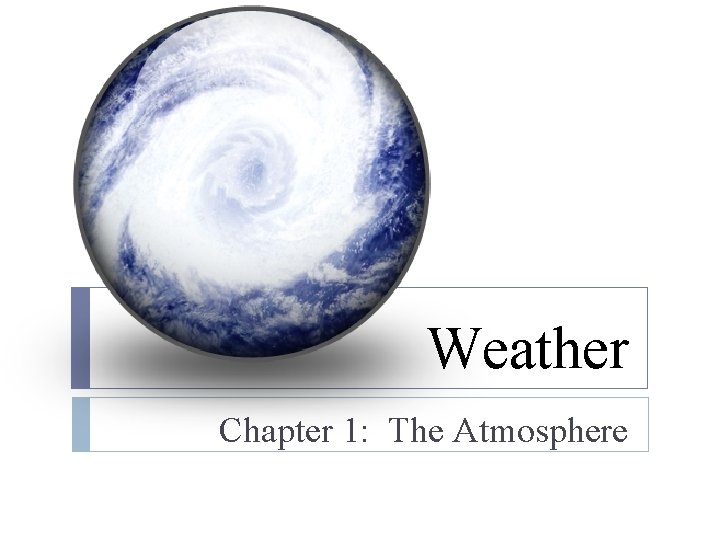 Weather Chapter 1: The Atmosphere 