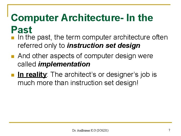 Fundamentals of Computer Design Chapter 1 Dr Anilkumar