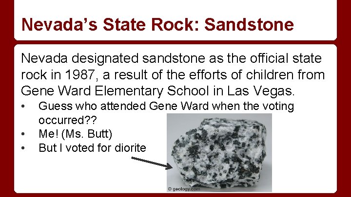 Nevada’s State Rock: Sandstone Nevada designated sandstone as the official state rock in 1987, Nevada’s State Rock: Sandstone Nevada designated sandstone as the official state rock in 1987,