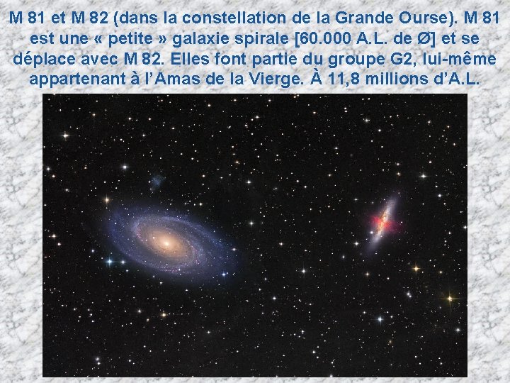 M 81 et M 82 (dans la constellation de la Grande Ourse). M 81 M 81 et M 82 (dans la constellation de la Grande Ourse). M 81