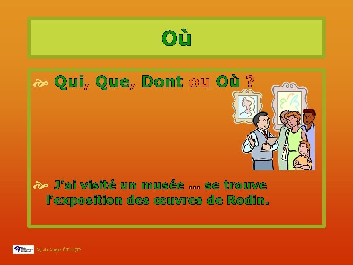 Où Qui, Que, Dont ou Où ? J’ai visité un musée … se trouve