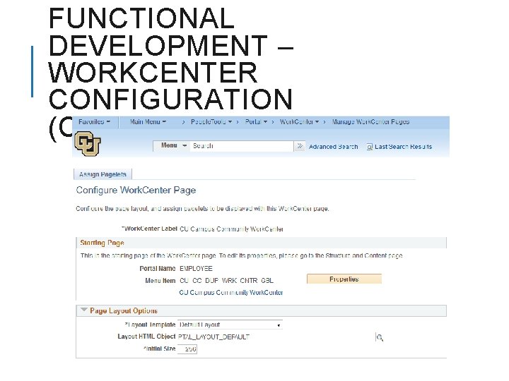 FUNCTIONAL DEVELOPMENT – WORKCENTER CONFIGURATION (CUSTOM) 