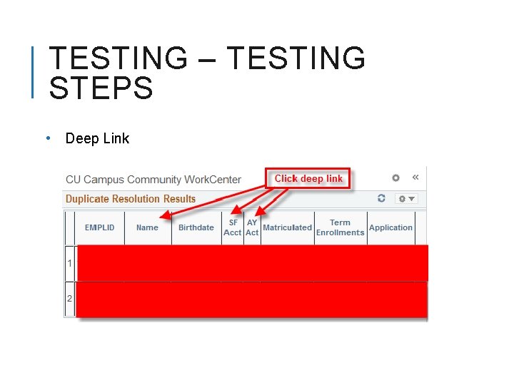 TESTING – TESTING STEPS • Deep Link 